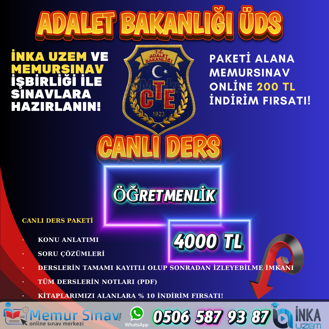 ADALET BAKANLIĞI ÖĞRETMENLİK ÜDS